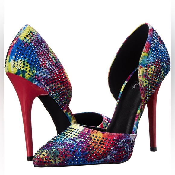 Qupid Women's close toe multicolored rhinestone Dress Pump/heel BRAND NEW! - Picture 5 of 14